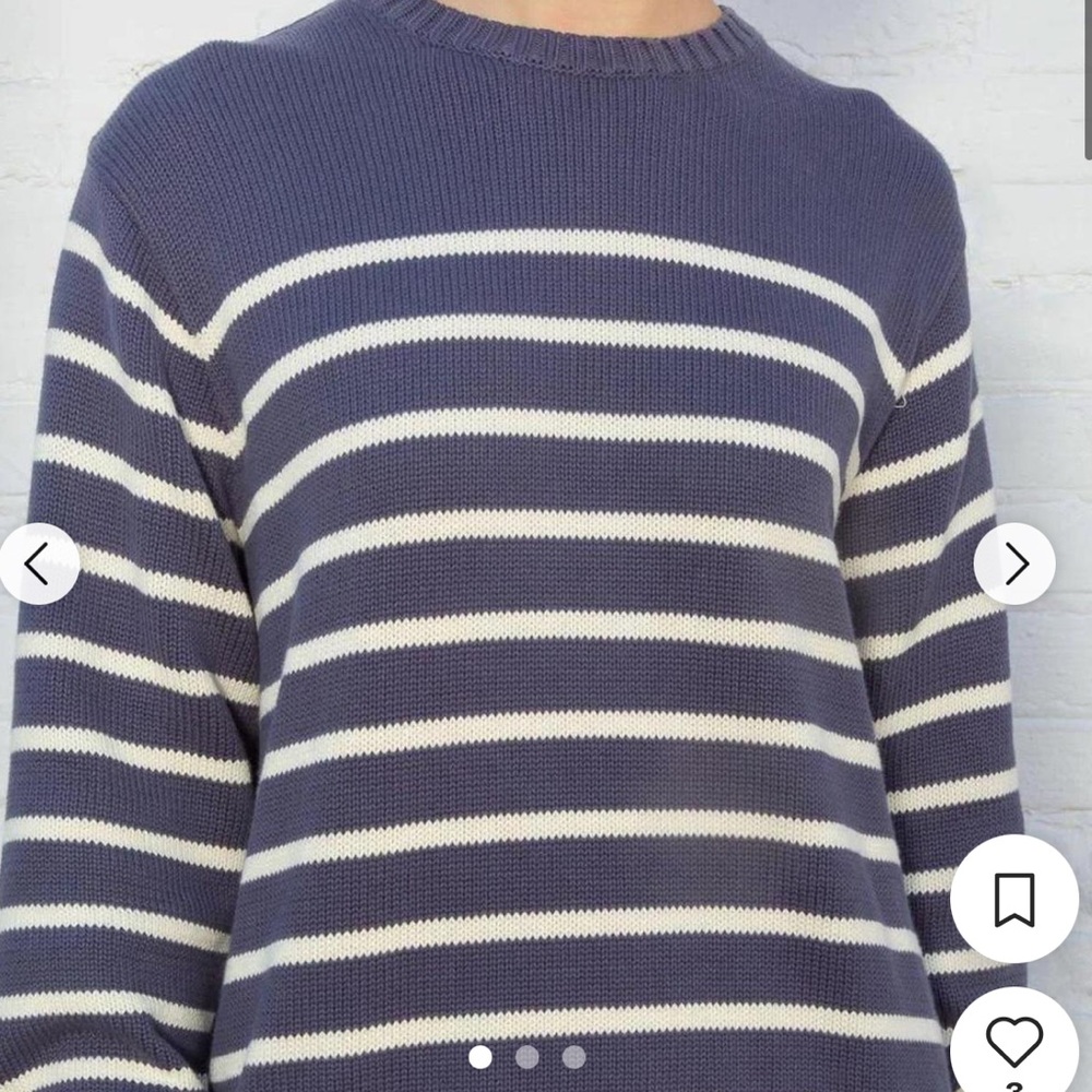 Brandy Melville Navy and Cream Striped Sweater